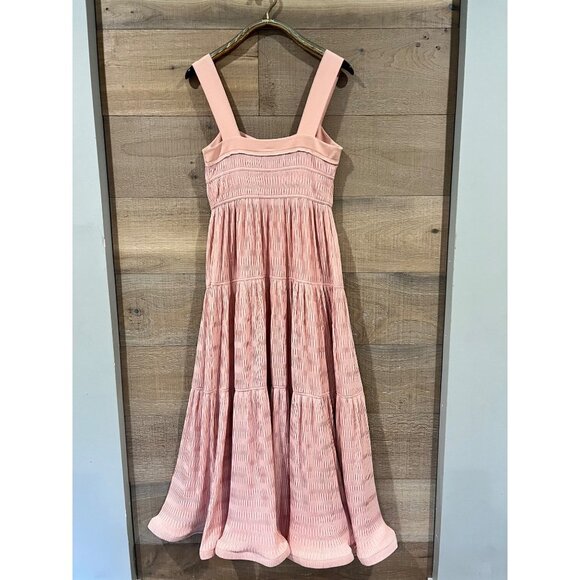 JONATHAN SIMKHAI Celleste Pink Plisse Midi Dress Size 8 - Picture 6 of 11